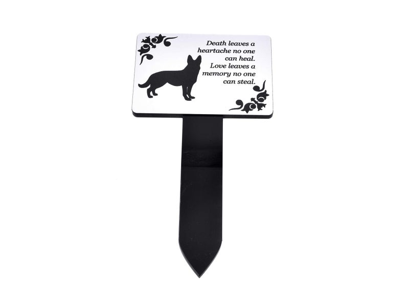 Origin Dog Memorial Plaque Stake Silver and Black - Outdoor Garden Waterproof (German Shepherd) - Image 1